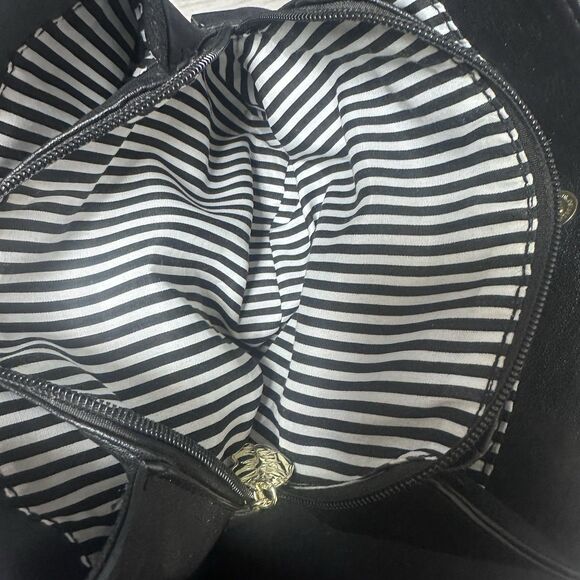 Betsey Johnson Luv Black Cat Crossbody Purse Pink Striped Handbag Designer Glam - Picture 11 of 12